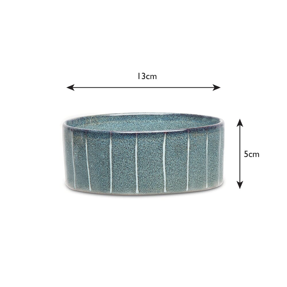 Reactive Glaze 2 Piece Dog Food & Water Bowl Set - Pinstripe Grey Pet Bowls, Feeders & Waterers Scruffs® 
