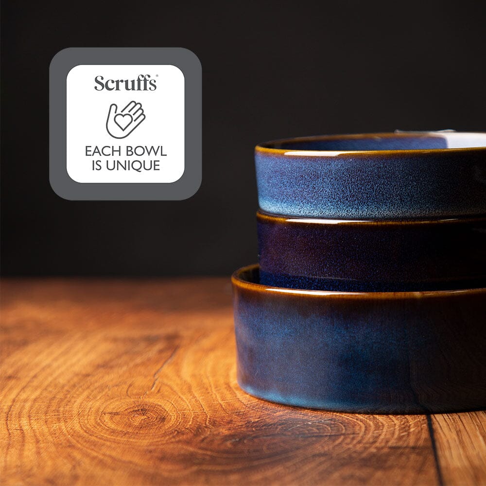 Reactive Glaze 2 Piece Dog Food & Water Bowl Set - Midnight Blue Pet Bowls, Feeders & Waterers Scruffs® 